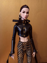 Load image into Gallery viewer, Cropped shirt top with bow and long removable cuffs