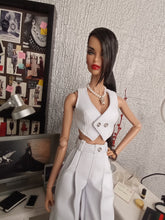 Load image into Gallery viewer, Cropped vest blouse in faux leather with metallic buttons