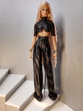Load image into Gallery viewer, Faux leather wide leg pants with front tucks for Integrity toys dolls