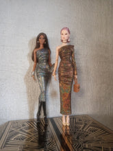 Load image into Gallery viewer, Asymmetrical draped dress for fashion royalty or nuface.