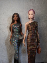 Load image into Gallery viewer, Asymmetrical draped dress for fashion royalty or nuface.