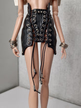 Load image into Gallery viewer, mini skirt with front elastic lacing details,faux leather