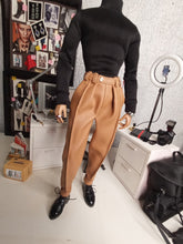 Load image into Gallery viewer, Vintage fit pleated pants in faux leather for men dolls
