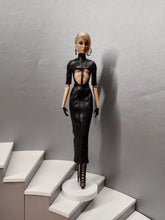 Load image into Gallery viewer, Open front midi bodycon dress with under boob neckline, for Integrity toys dolls.

