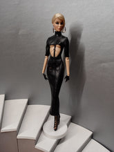 Load image into Gallery viewer, Open front midi bodycon dress with under boob neckline, for Integrity toys dolls.
