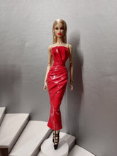 Load image into Gallery viewer, Strapples draped dress, midi length. For Integrity toys dolls.
