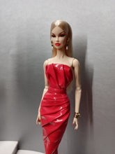 Load image into Gallery viewer, Strapples draped dress, midi length. For Integrity toys dolls.
