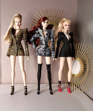 Load image into Gallery viewer, Power suit set with detachable lapel for fashion royalty dolls or barbie (specify on a message on your order)
