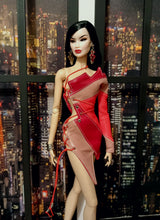 Load image into Gallery viewer, assymetrical lace up dress for fashion royalty dolls
