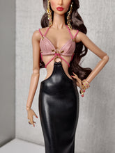 Load image into Gallery viewer, midi dress with bra detailing at the front and elastic straps
